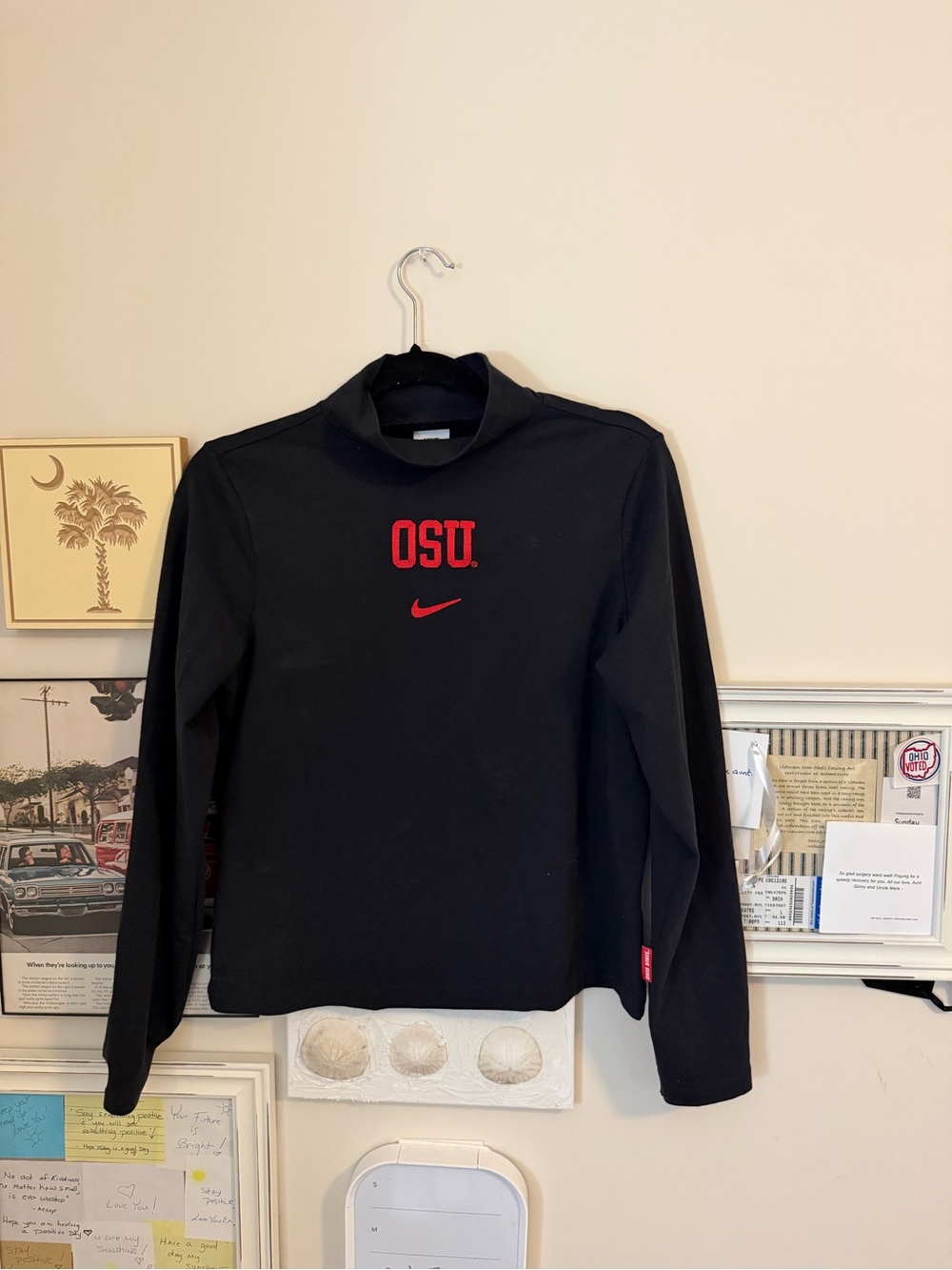 Nike Black Long Sleeve Top with Red OSU Logo